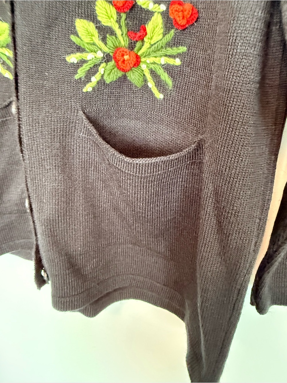Embroidered Floral Cardigan Sweater Size M - Picture 7 of 11